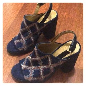 Tory Burch Blue Wedge Sandals 7M